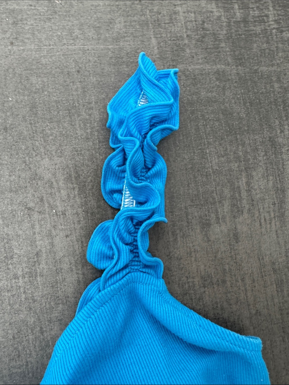 bp Electric Blue Ruffle-Strap Ribbed Camisole - Picture 3 of 5
